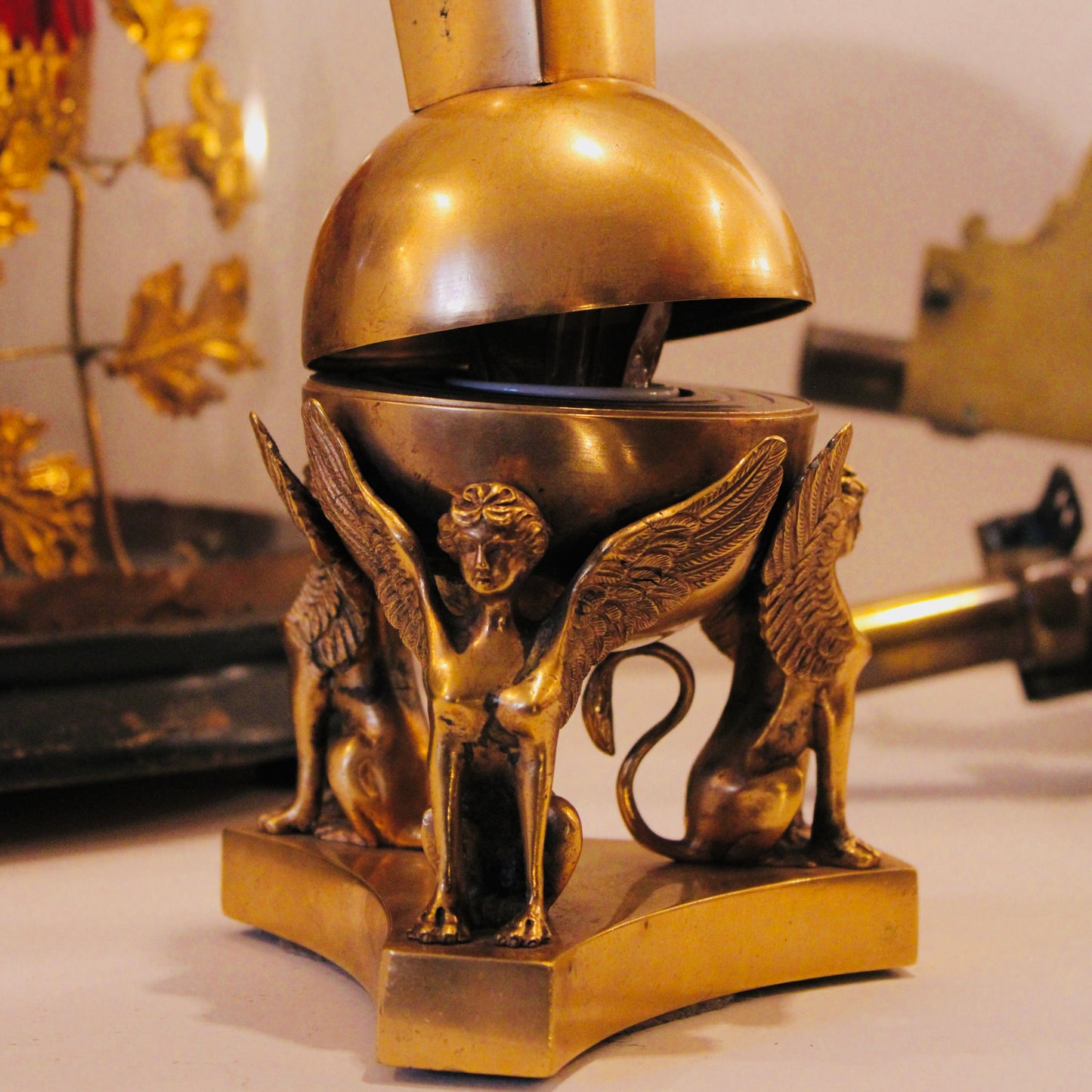 French Empire Period Bronze Inkwell, Napoleon I Era
