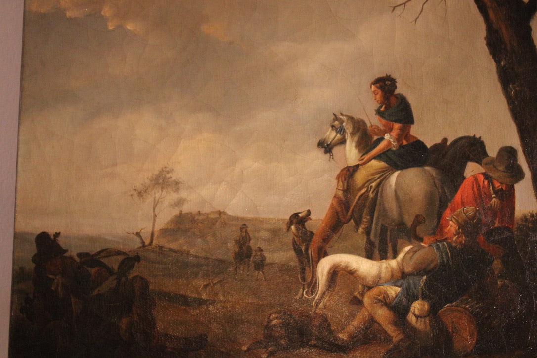 Oil on Canvas — Hunting Scene, Attributed to Johannes Lingelbach (1622–1674)