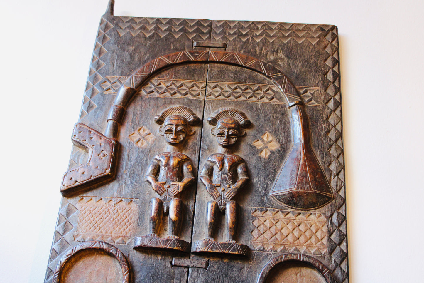 Early 20th-Century Carved Baobab Wood Granary Door – Ivory Coast, Africa