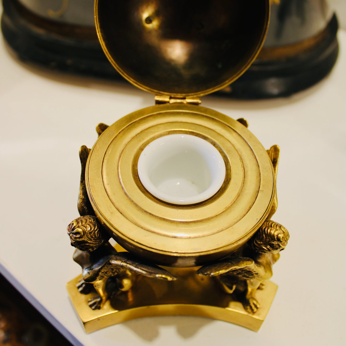 French Empire Period Bronze Inkwell, Napoleon I Era