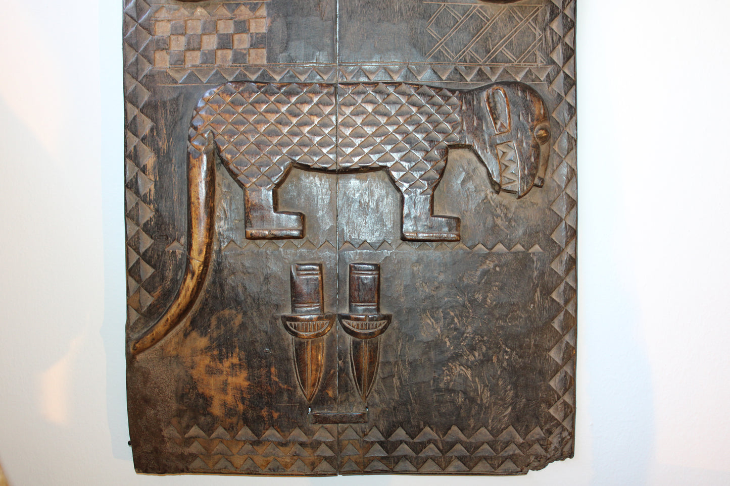 Early 20th-Century Carved Baobab Wood Granary Door – Ivory Coast, Africa
