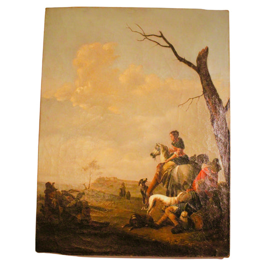 Oil on Canvas — Hunting Scene, Attributed to Johannes Lingelbach (1622–1674)